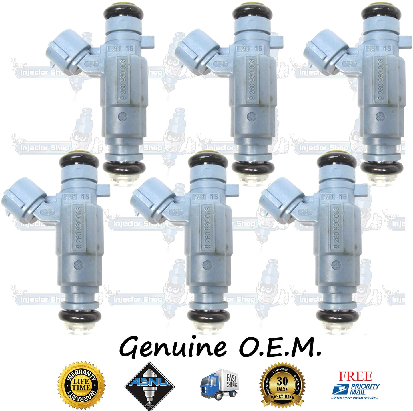 6x Genuine Hyundai Kia Fuel Injectors 35310-38010 9260930003 3.5L DOHC V6 G6AU G6CU Sigma