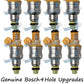 8x Genuine Ford F0TE-D5B F0TE-D5A 19LB 4 Hole Fuel Injectors 0280150943 0280150556 Bosch 4.6L 5.4L 5.0L 5.8L V8