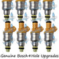 8x Genuine Ford F0TE-D5B F0TE-D5A 19LB 4 Hole Fuel Injectors 0280150943 0280150556 Bosch 4.6L 5.4L 5.0L 5.8L V8